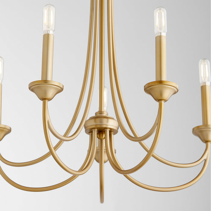 Quorum 6250-5-80 Five Light Chandelier, Aged Brass