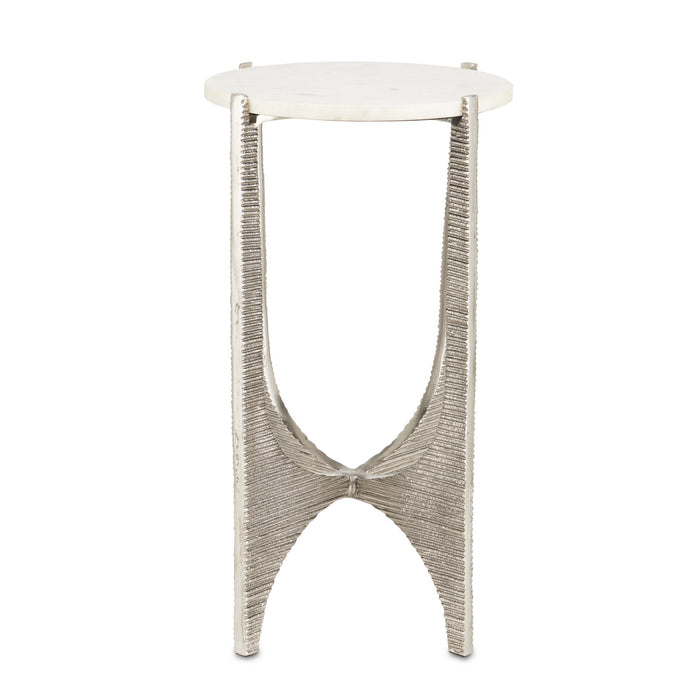 Currey and Company 4000-0142 Accent Table, Antique Nickel/White