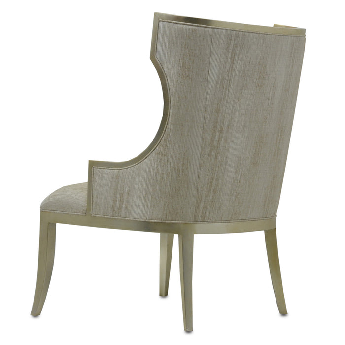 Currey and Company 7000-0642 Chair, Silver/Fresh File Linen