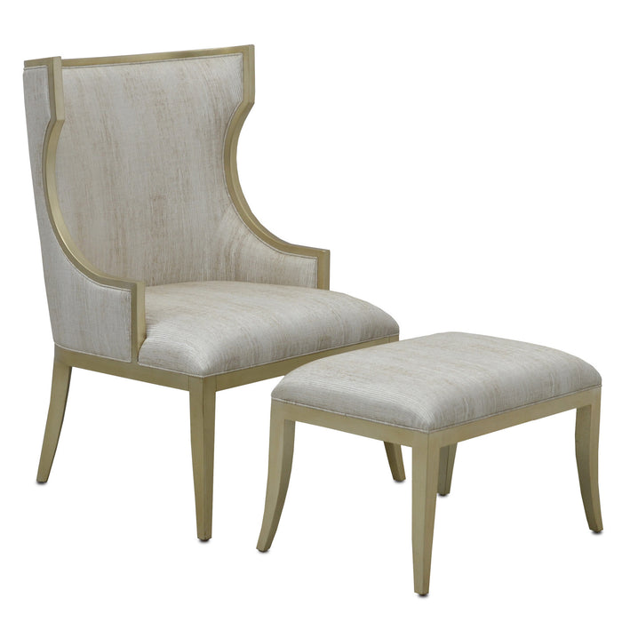 Currey and Company 7000-0642 Chair, Silver/Fresh File Linen
