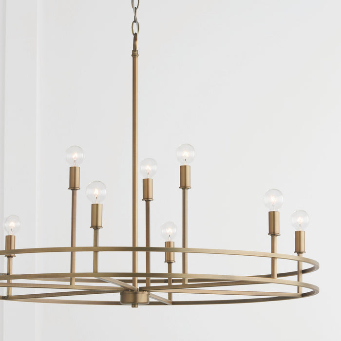 Capital Lighting 448791AD Nine Light Chandelier, Aged Brass