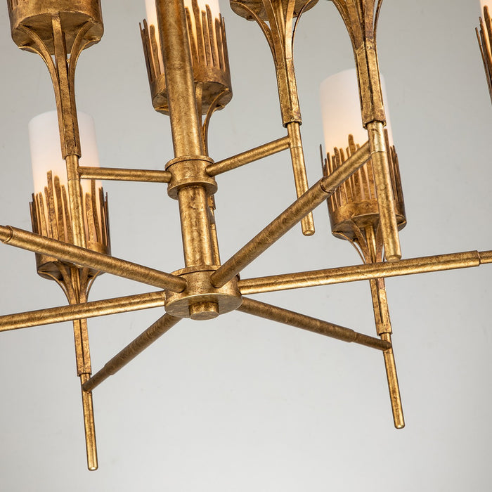 Lucas + McKearn CH20319G-6 Six Light Chandelier, Gold Leaf