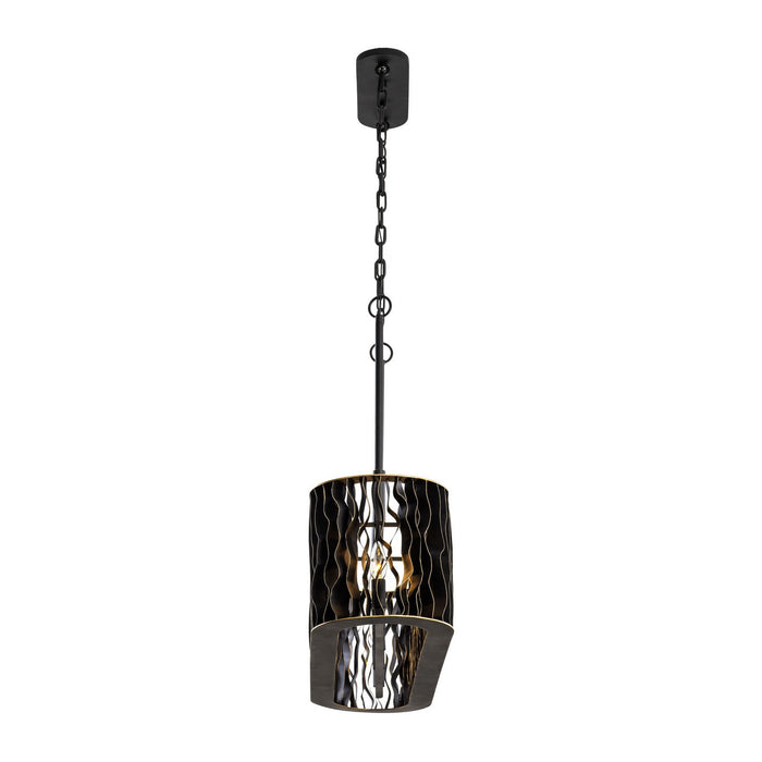 Varaluz 380N05MBFG Five Light Linear Pendant, Matte Black/French Gold