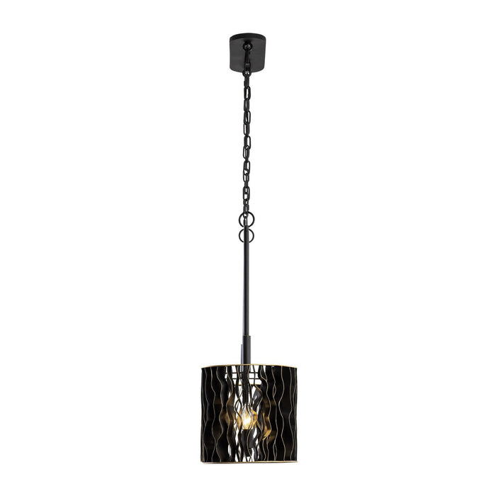 Varaluz 380N05MBFG Five Light Linear Pendant, Matte Black/French Gold