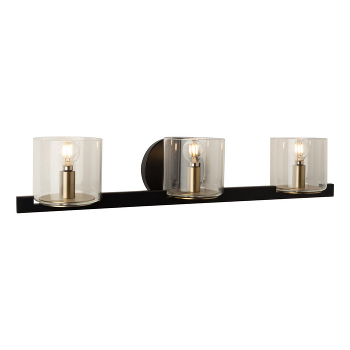 Artcraft AC11823BB Three Light Vanity, Black and Brass