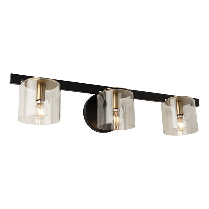 Artcraft AC11823BB Three Light Vanity, Black and Brass