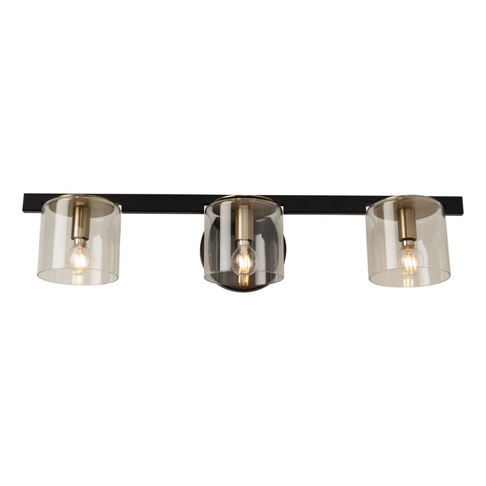 Artcraft AC11823BB Three Light Vanity, Black and Brass