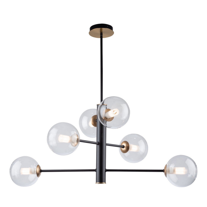Artcraft AC11765VB Six Light Chandelier, Matte Black & Brass