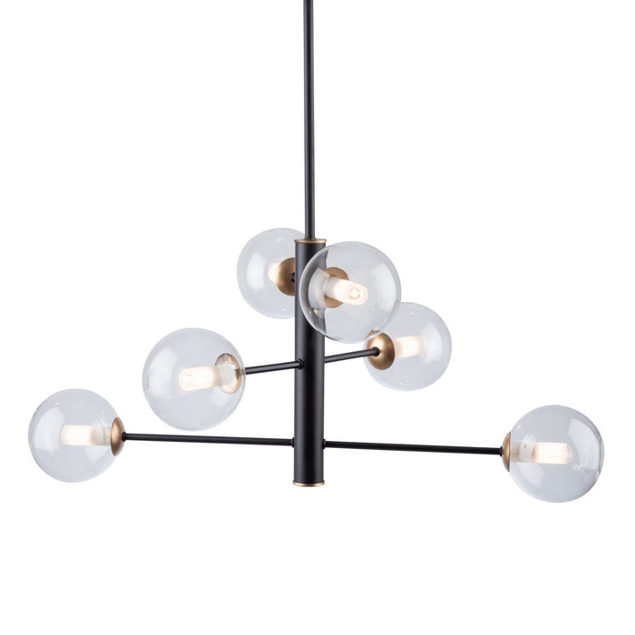 Artcraft AC11765VB Six Light Chandelier, Matte Black & Brass