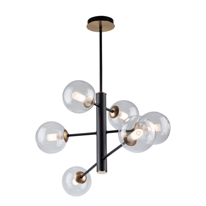 Artcraft AC11765VB Six Light Chandelier, Matte Black & Brass