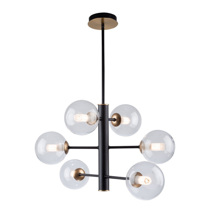 Artcraft AC11765VB Six Light Chandelier, Matte Black & Brass