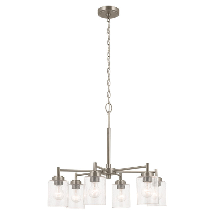 Kichler 52616NI Six Light Chandelier, Brushed Nickel