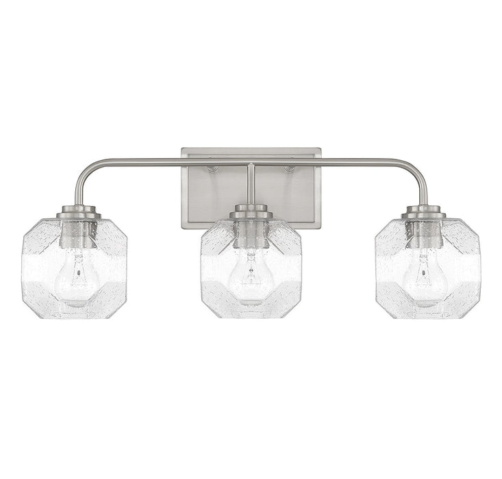 Lighting One E V6-L8-4399-3-SN Three Light Bathroom Vanity, Satin Nickel