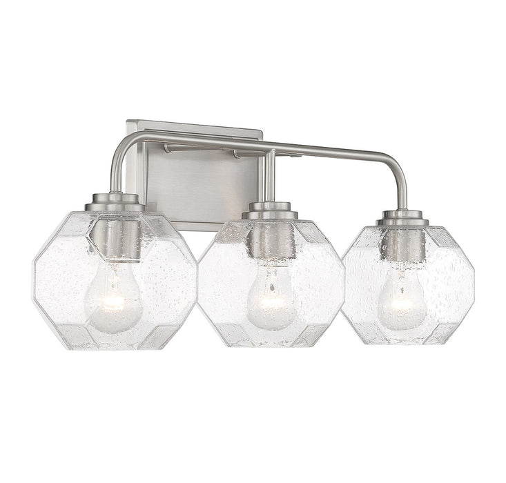 Lighting One E V6-L8-4399-3-SN Three Light Bathroom Vanity, Satin Nickel