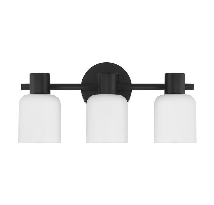 Lighting One E V6-L8-9022-3-BK Three Light Bathroom Vanity, Matte Black