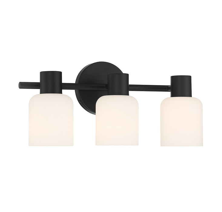 Lighting One E V6-L8-9022-3-BK Three Light Bathroom Vanity, Matte Black