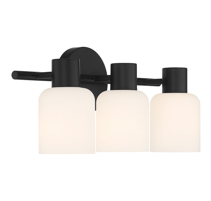 Lighting One E V6-L8-9022-3-BK Three Light Bathroom Vanity, Matte Black