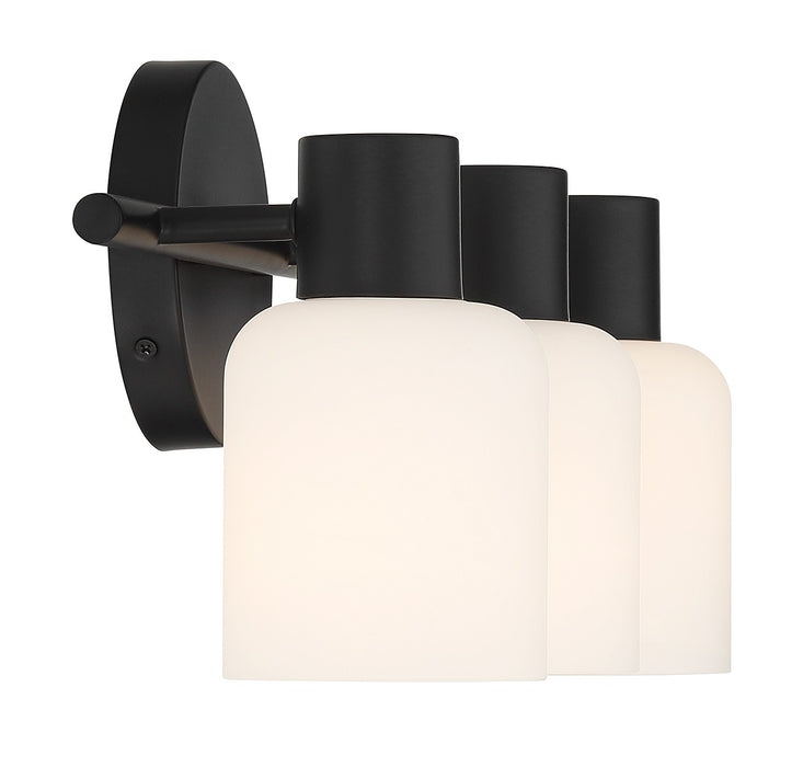 Lighting One E V6-L8-9022-3-BK Three Light Bathroom Vanity, Matte Black