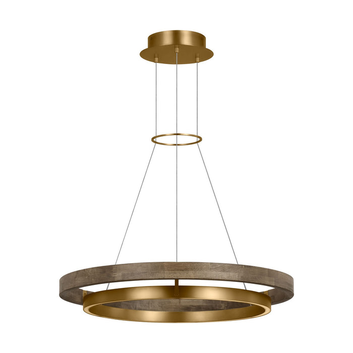 Visual Comfort Modern 700GRC30NBW-LED930 LED Chandelier, Natural Brass/ Weathered Oak