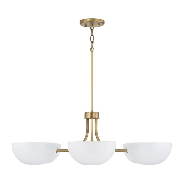 Capital Lighting 451461AW Six Light Chandelier, Aged Brass and White