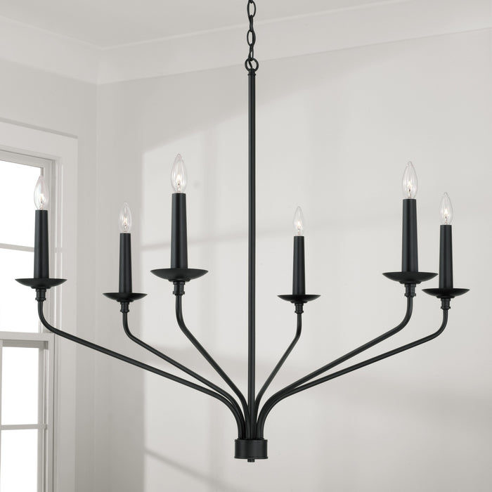 Capital Lighting 451562MB Six Light Chandelier, Matte Black