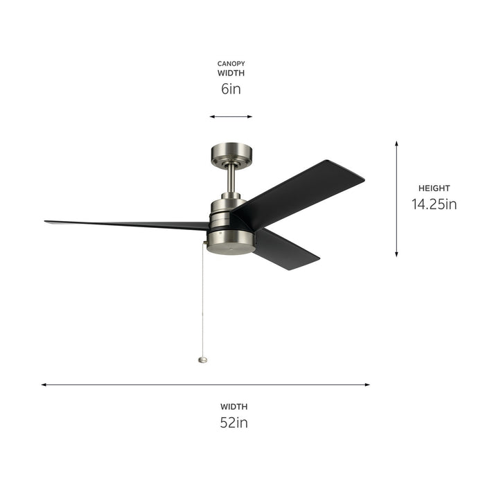 Kichler 300375NI 52" Ceiling Fan, Brushed Nickel