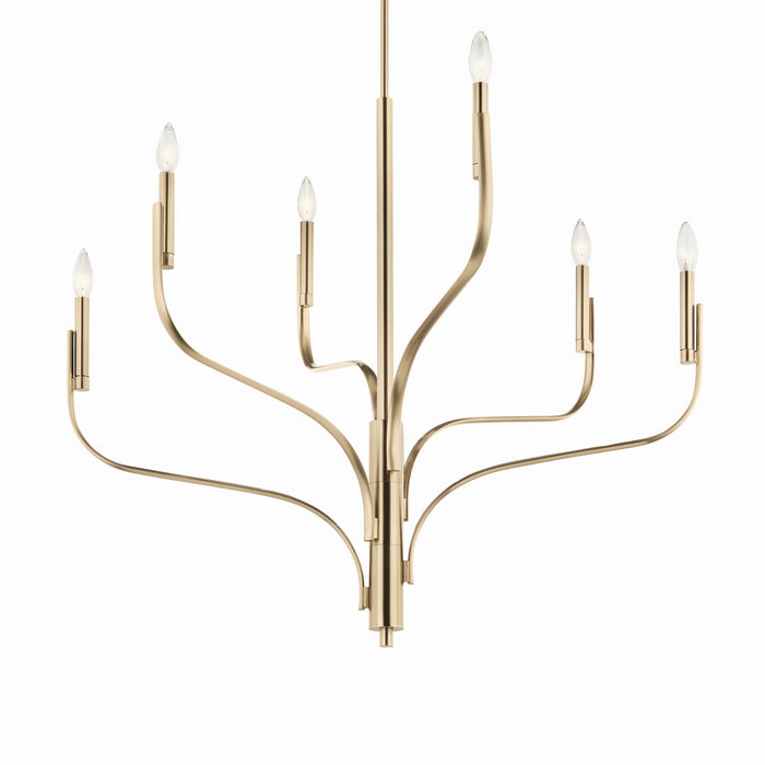 Kichler 52673CPZ Six Light Chandelier, Champagne Bronze