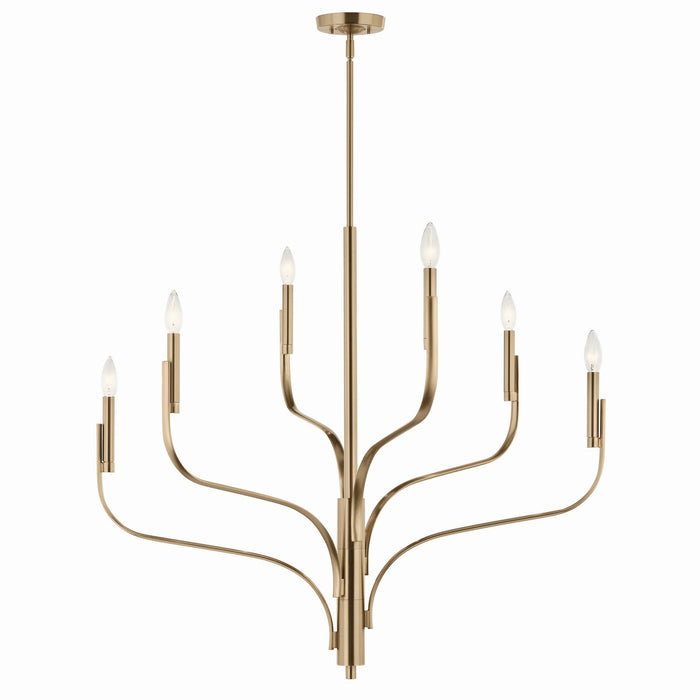 Kichler 52673CPZ Six Light Chandelier, Champagne Bronze