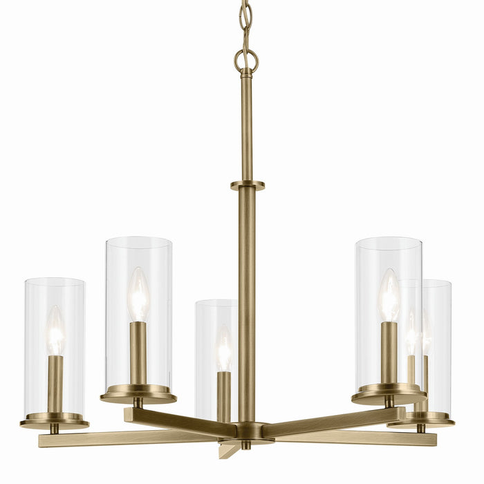 Kichler 43999NBR Five Light Chandelier, Natural Brass