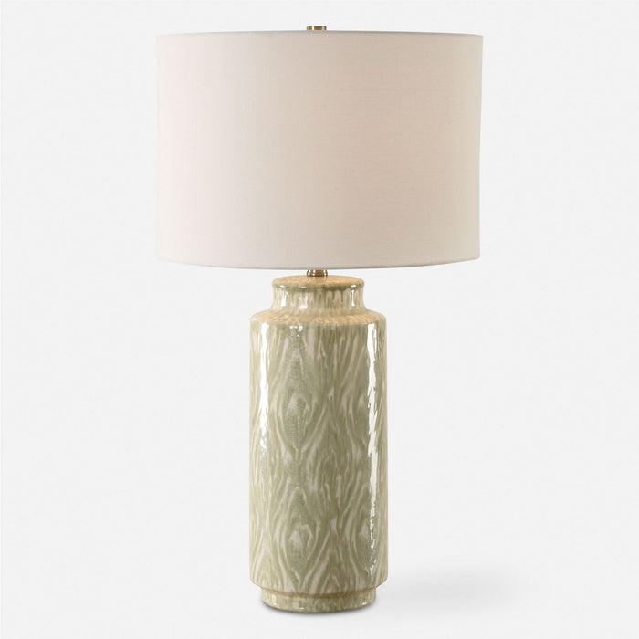 Uttermost 30366-1 One Light Table Lamp, Organic Pattern In Soothing Cream And Sage