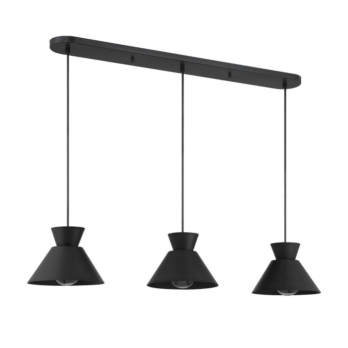 Meridian M100134MBK Three Light Linear Chandelier, Matte Black