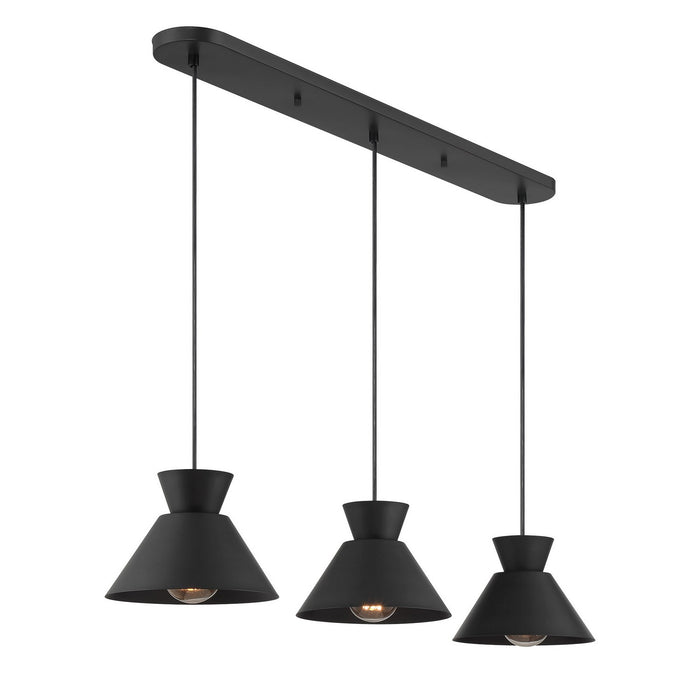 Meridian M100134MBK Three Light Linear Chandelier, Matte Black