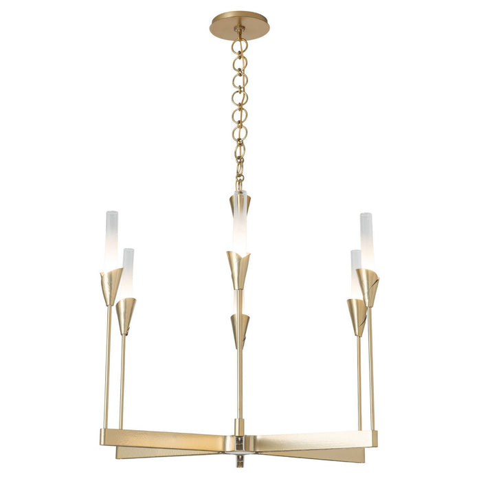 Hubbardton Forge 101702-SKT-86-WC0821 Six Light Chandelier, Modern Brass