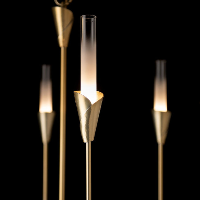 Hubbardton Forge 101702-SKT-86-WC0821 Six Light Chandelier, Modern Brass