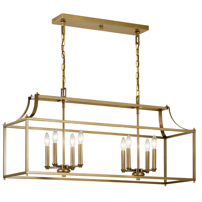 Kichler 42497NBR Eight Light Linear Chandelier, Natural Brass