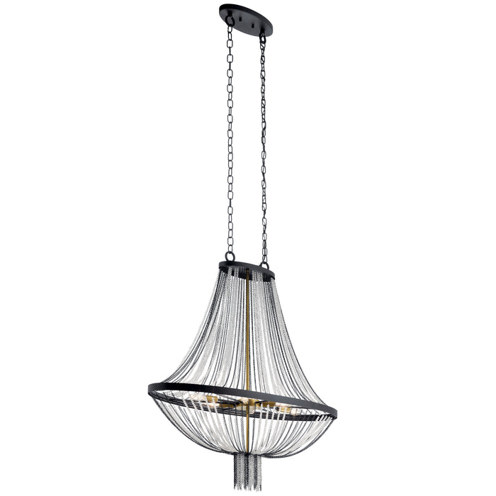 Kichler 52048BKT Six Light Foyer Chandelier, Textured Black