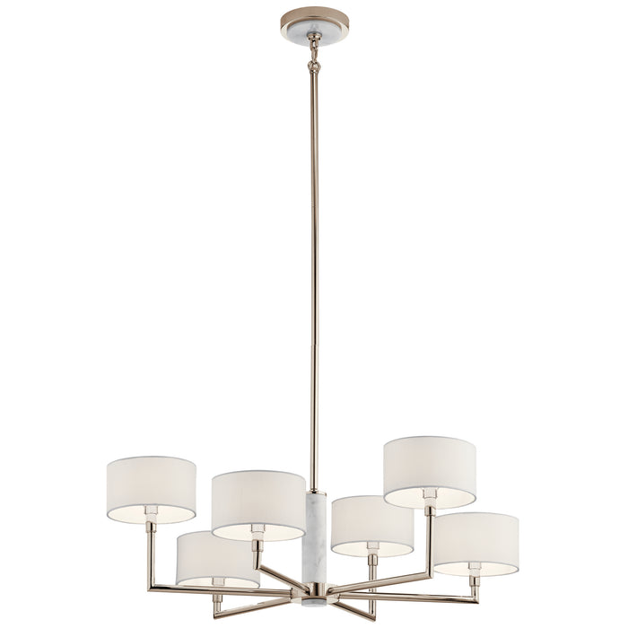 Kichler 52052PN Six Light Chandelier, Polished Nickel