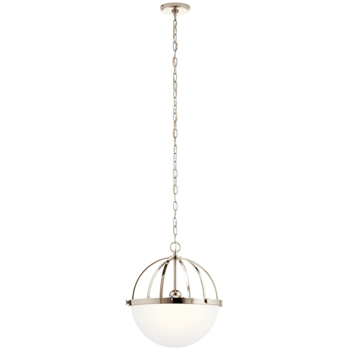 Kichler 52135PN Three Light Pendant, Polished Nickel
