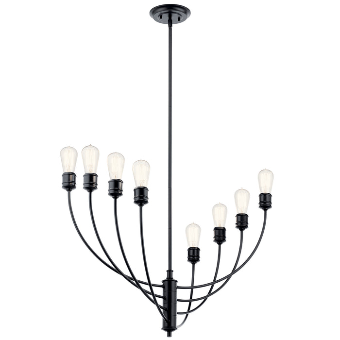 Kichler 52255BK Eight Light Chandelier, Black