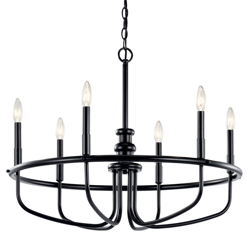 Kichler 52304BK Six Light Chandelier, Black (Open Box - Final Sale)