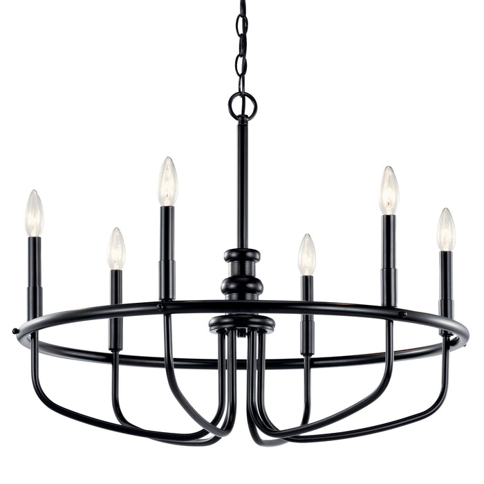 Kichler 52304BK Six Light Chandelier, Black (Open Box - Final Sale)