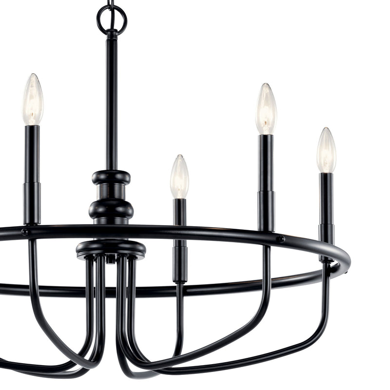 Kichler 52304BK Six Light Chandelier, Black (Open Box - Final Sale)