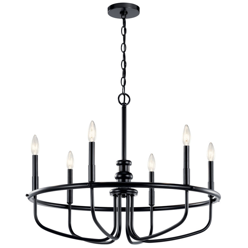 Kichler 52304BK Six Light Chandelier, Black (Open Box - Final Sale)