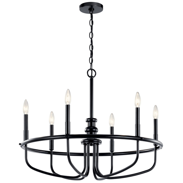Kichler 52304BK Six Light Chandelier, Black (Open Box - Final Sale)