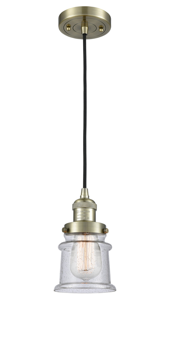 Innovations 201C-AB-G184S One Light Mini Pendant, Antique Brass