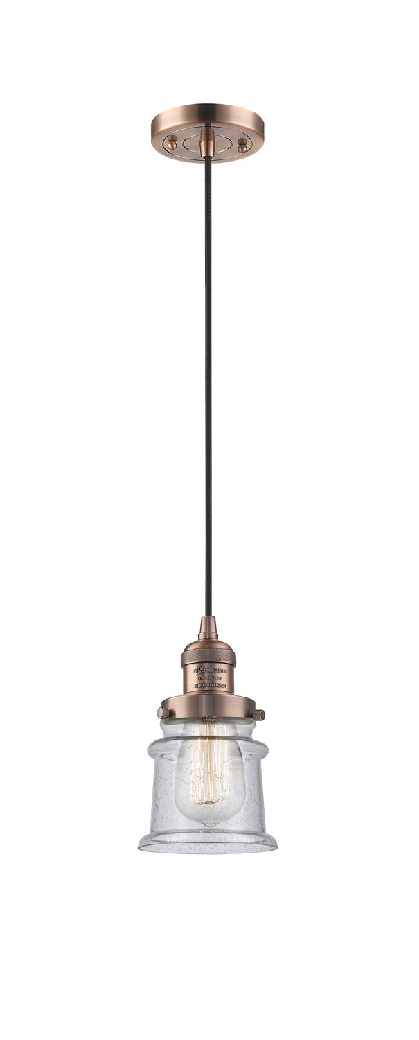 Innovations 201C-AC-G184S One Light Mini Pendant, Antique Copper