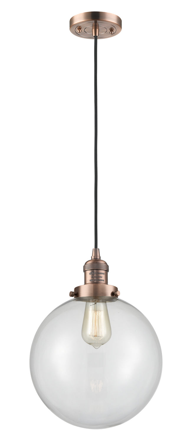 Innovations 201C-AC-G202-10 One Light Mini Pendant, Antique Copper