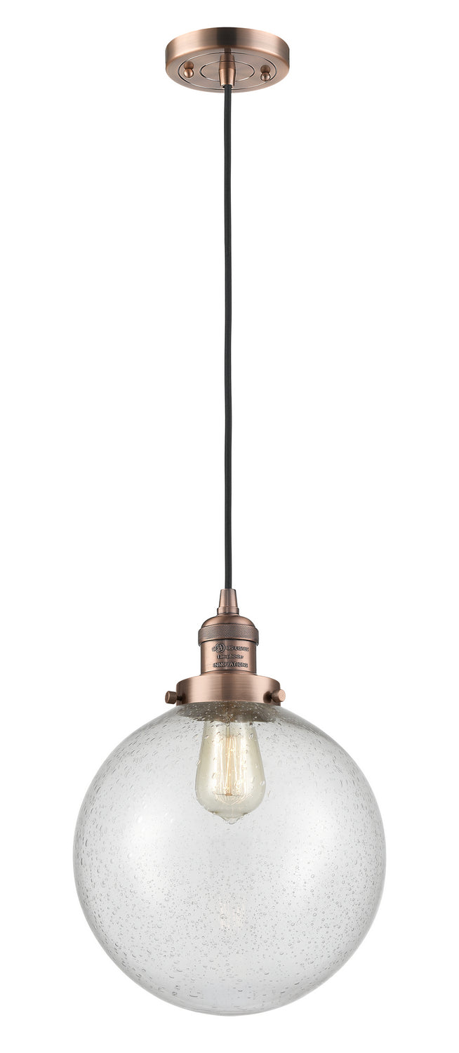 Innovations 201C-AC-G204-10 One Light Mini Pendant, Antique Copper