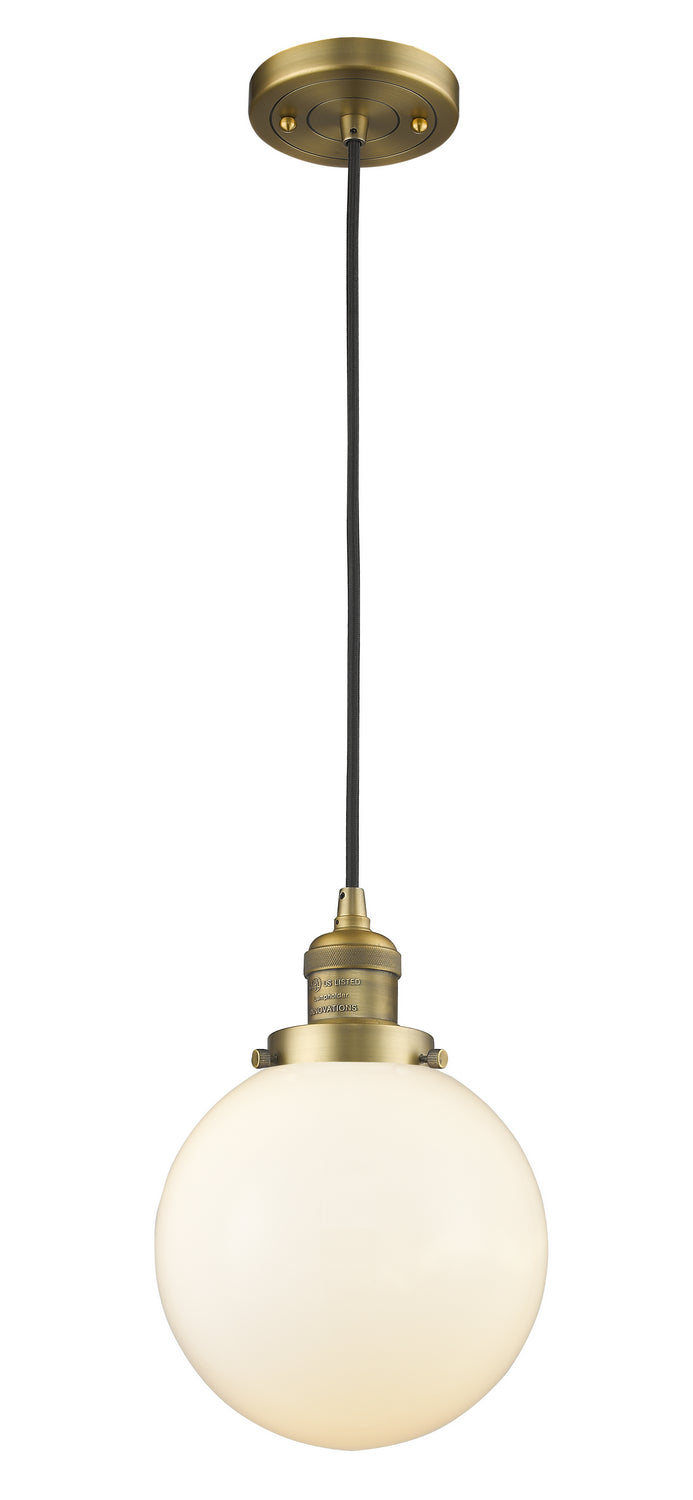 Innovations 201C-BB-G201-8 One Light Mini Pendant, Brushed Brass