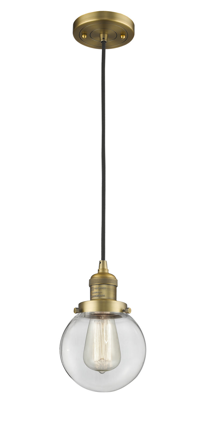 Innovations 201C-BB-G202-6 One Light Mini Pendant, Brushed Brass